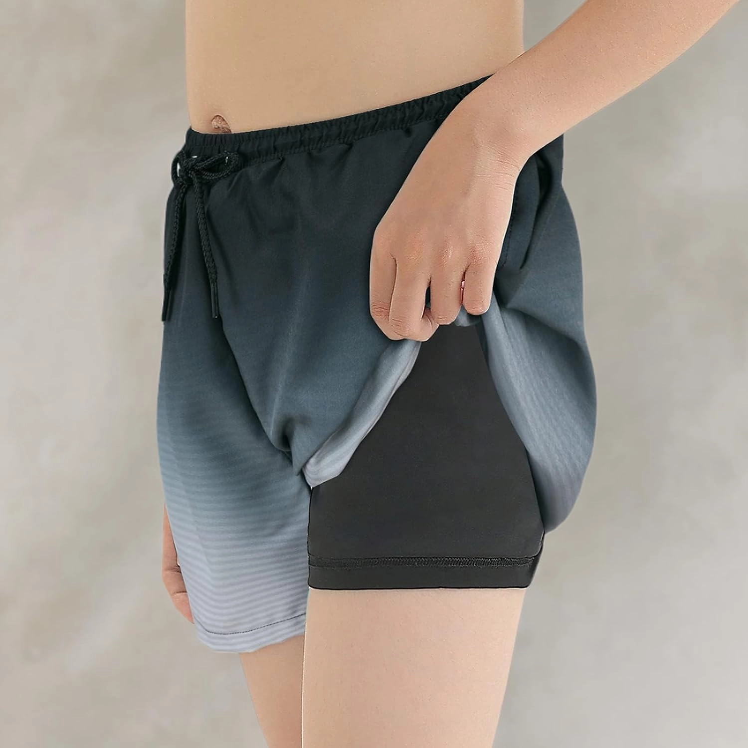 Boys Swim Trunks with Boxer Brief Liner Swim Shorts Compression Liner Youth Anti Trunks