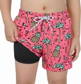 Boys Swim Trunks with Boxer Brief Liner Swim Shorts Compression Liner Youth Anti Trunks