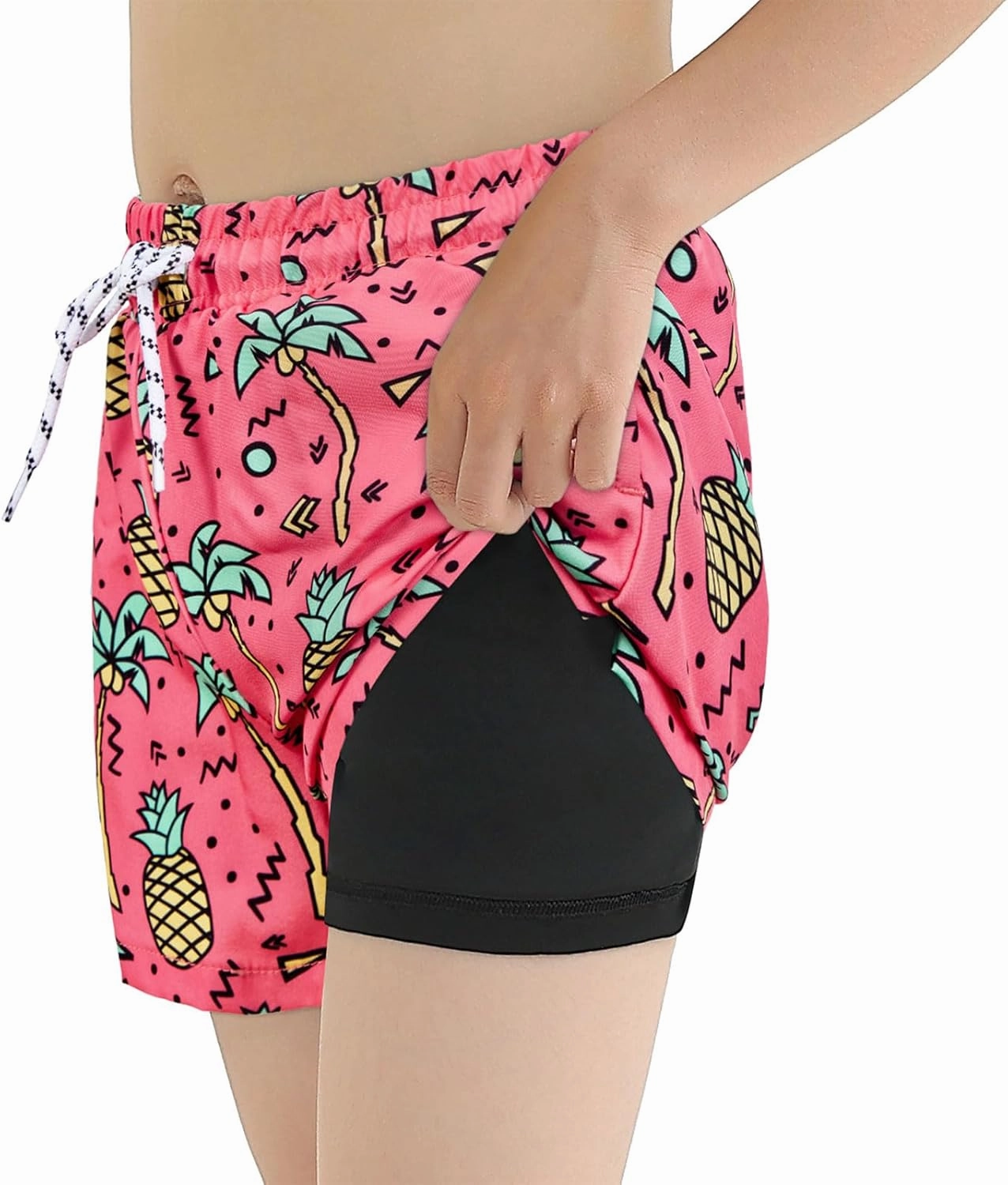 Boys Swim Trunks with Boxer Brief Liner Swim Shorts Compression Liner Youth Anti Trunks