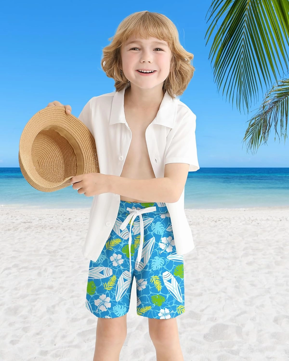 Boys Swim Trunks with Compression Liner Boy Stretch Quick Dry Swim Shorts Kids UPF 50  Beach Swimsuit 5-10 Years