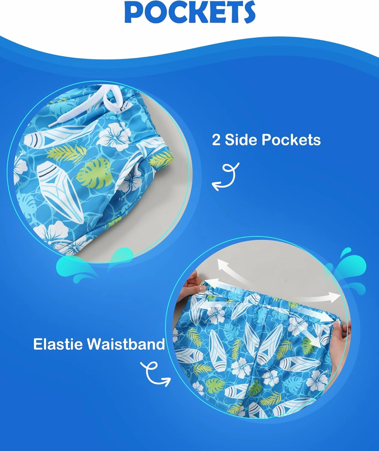 Boys Swim Trunks with Compression Liner Boy Stretch Quick Dry Swim Shorts Kids UPF 50  Beach Swimsuit 5-10 Years