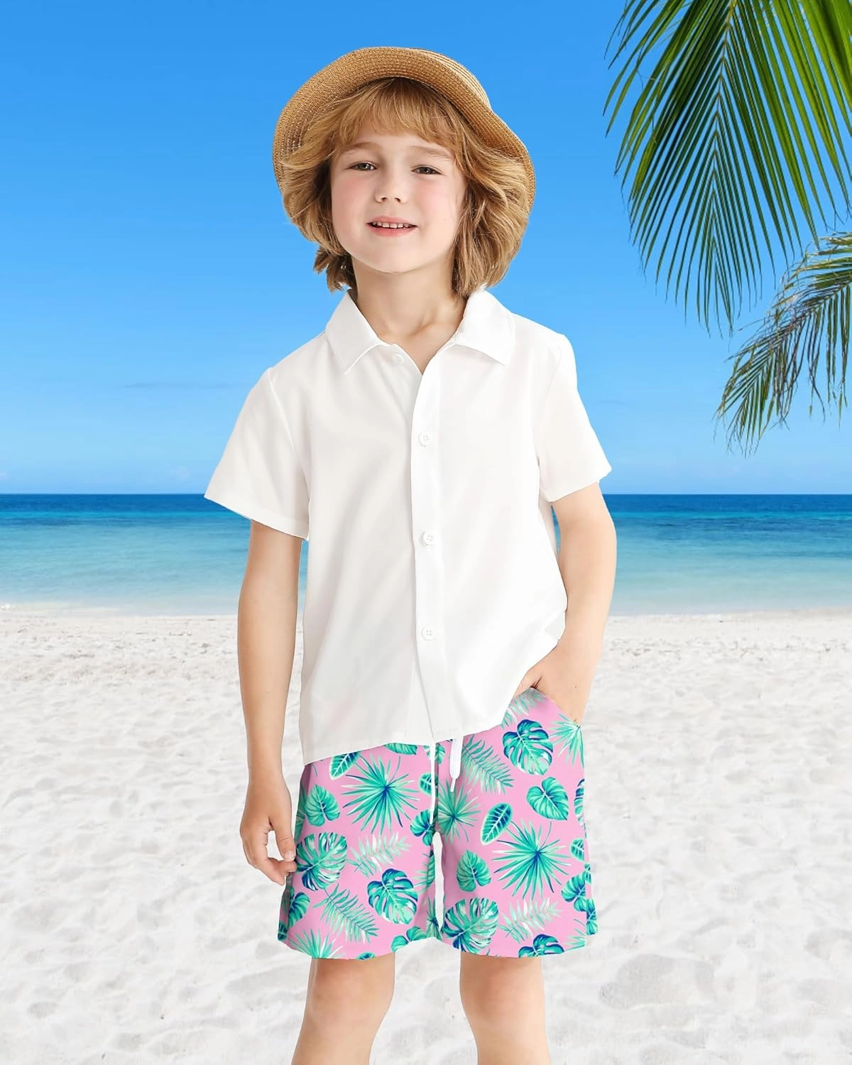 Boys Swim Trunks with Compression Liner Boy Stretch Quick Dry Swim Shorts Kids UPF 50  Beach Swimsuit 5-10 Years