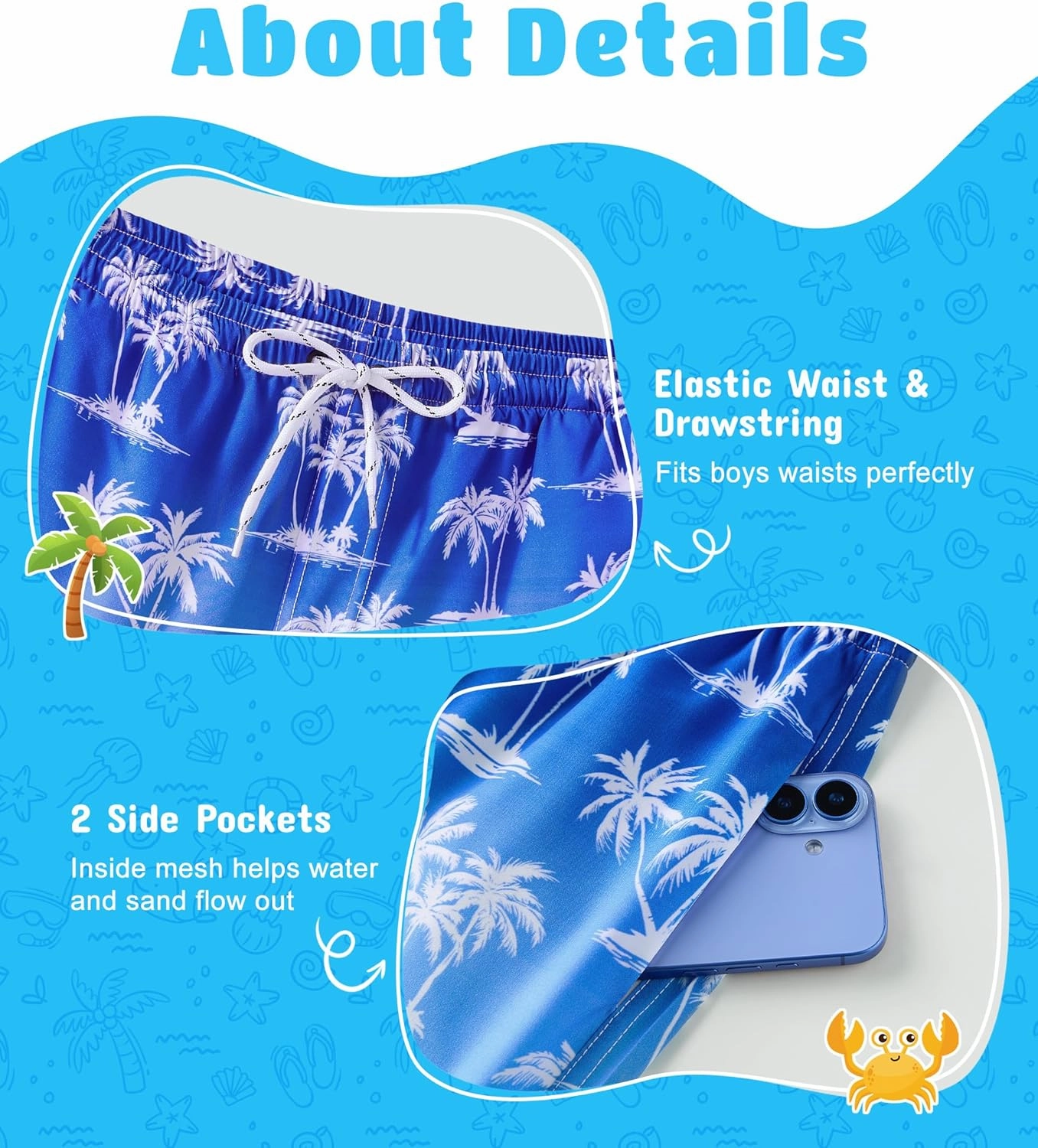 Boys Swim Trunks with Compression Liner Boys Quick Dry 2 in 1 Swim Shorts Summer Beach Shorts