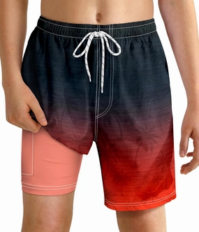 Boys Swim Trunks with Compression Liner Boys Quick Dry 2 in 1 Swim Shorts Summer Beach Shorts