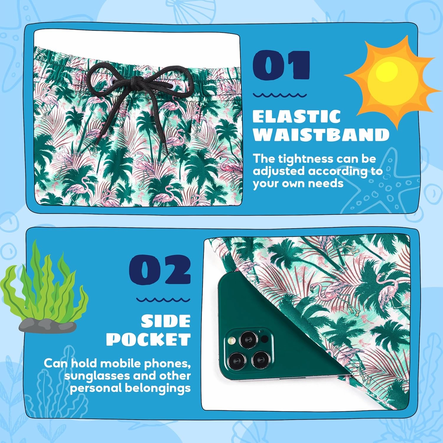 Boys Swim Trunks with Compression Liner Boys Stretch Swim Shorts Quick Dry 2 in 1 Beach Shorts 4-17 Y