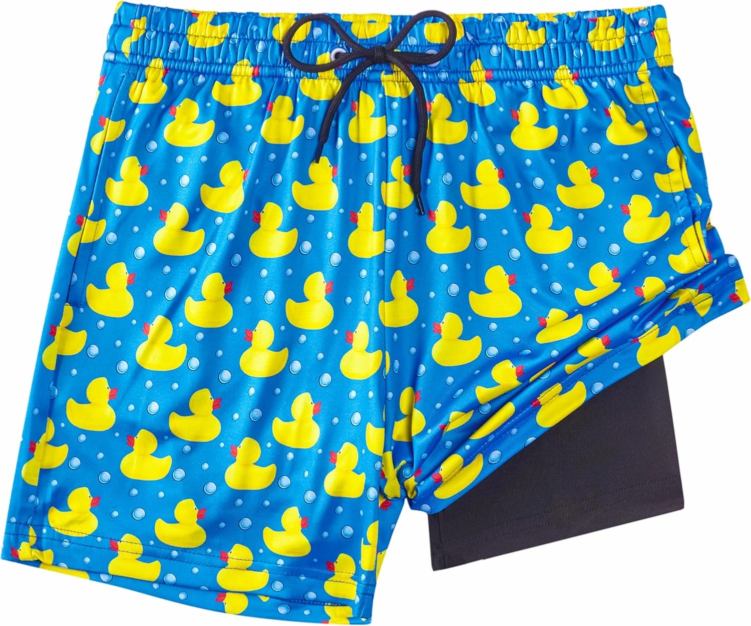 Boys Swim Trunks with Compression Liner Boys Stretch Swim Shorts Quick Dry 2 in 1 Beach Shorts 4-17 Y