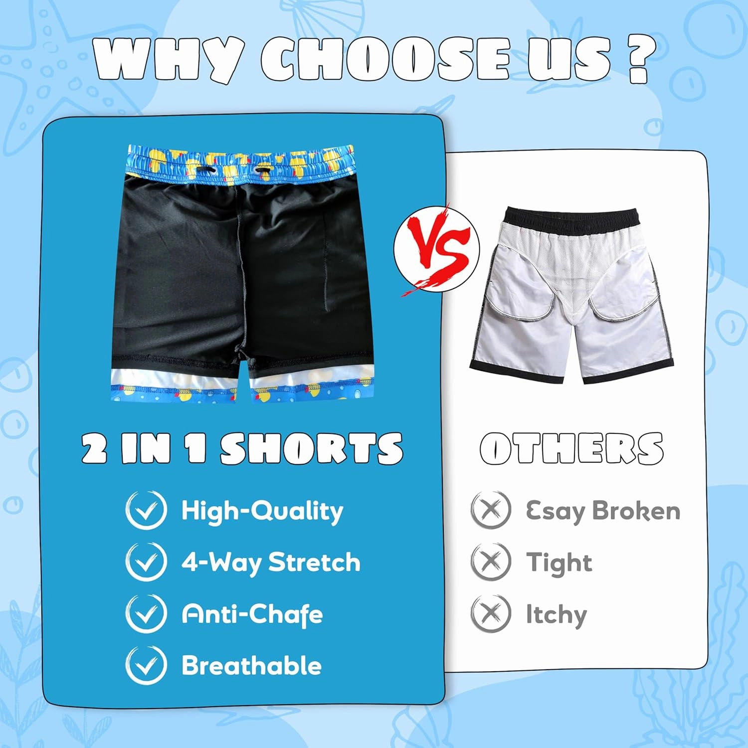 Boys Swim Trunks with Compression Liner Boys Stretch Swim Shorts Quick Dry 2 in 1 Beach Shorts 4-17 Y