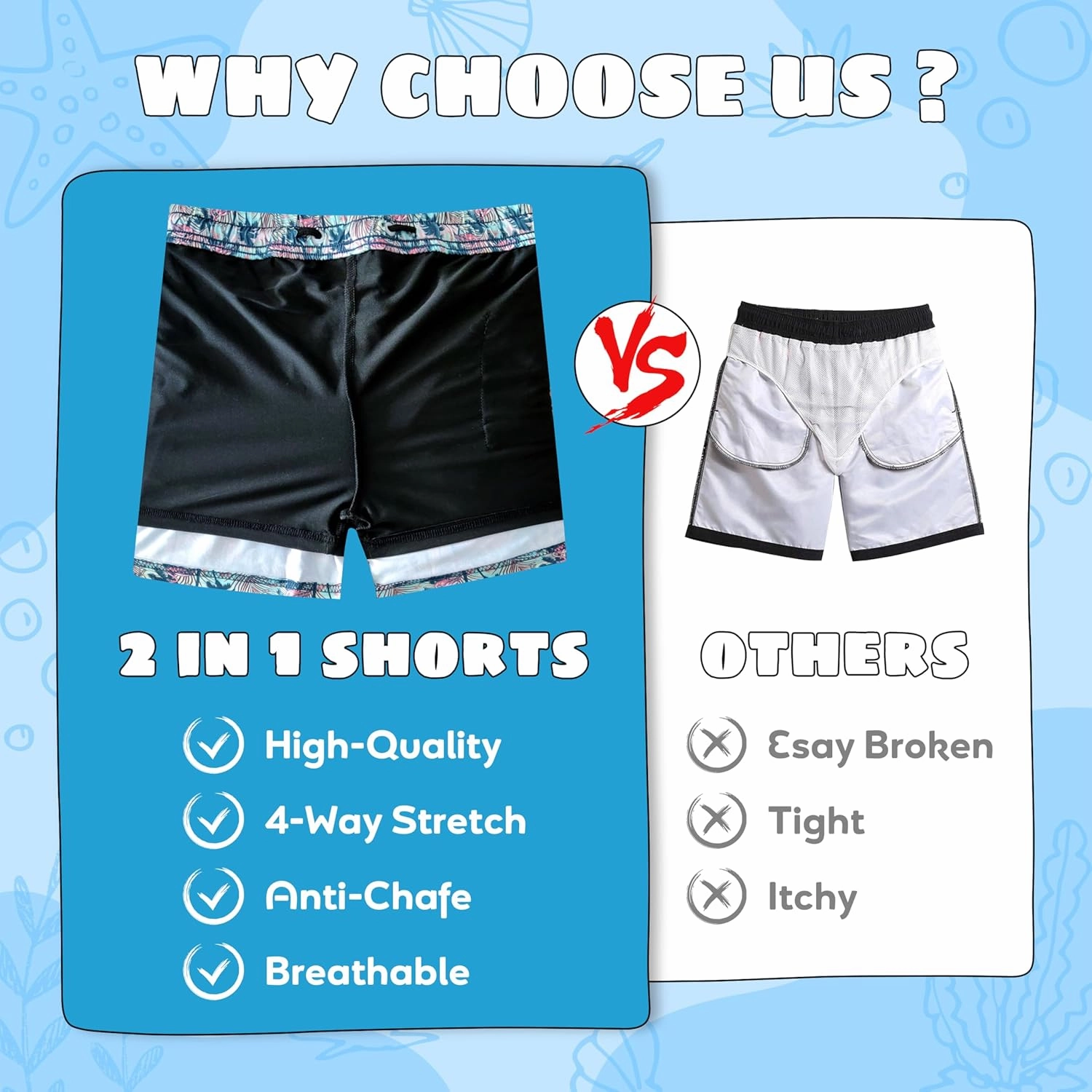 Boys Swim Trunks with Compression Liner Boys Stretch Swim Shorts Quick Dry 2 in 1 Beach Shorts 4-17 Y