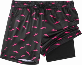 Boys Swim Trunks with Compression Liner Boys Stretch Swim Shorts Quick Dry 2 in 1 Beach Shorts 4-17 Y