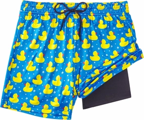 Boys Swim Trunks with Compression Liner Boys Stretch Swim Shorts Quick Dry 2 in 1 Beach Shorts 4-17 Y