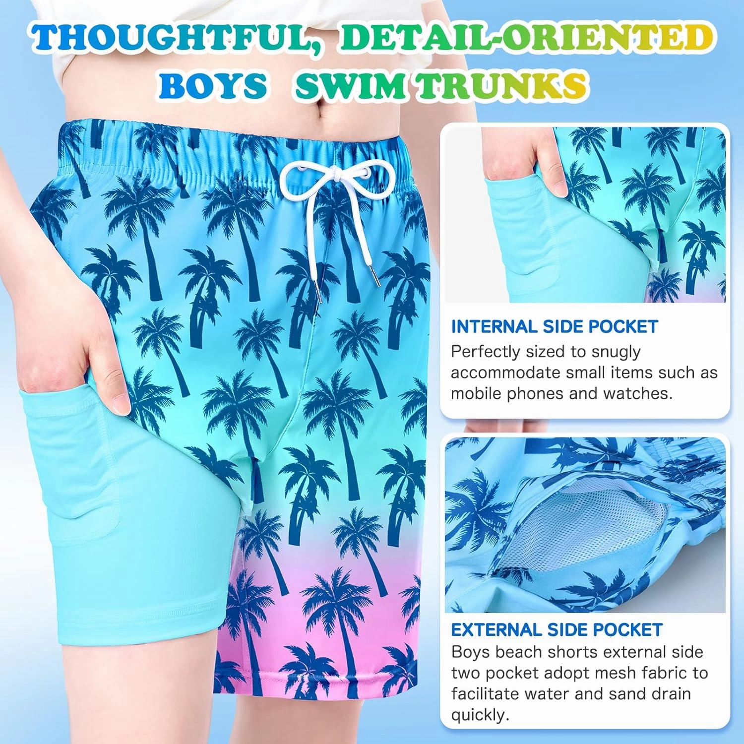 Boys Swim Trunks with Compression Liner Boys Swim Shorts Size 9-10 10-12 14-16 Kids Bathing Suit Swimsuit Swimwear