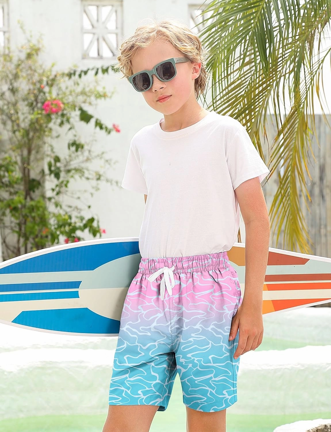Boys Swim Trunks with Compression Liner for 6-20 Years Kids Quick Dry Bathing Suit