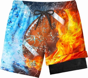 Boys Swim Trunks with Compression Liner for 7-16 Years,Quick-Dry Swim Shorts for Kids Teen,Sun Protection Swimming Trunks