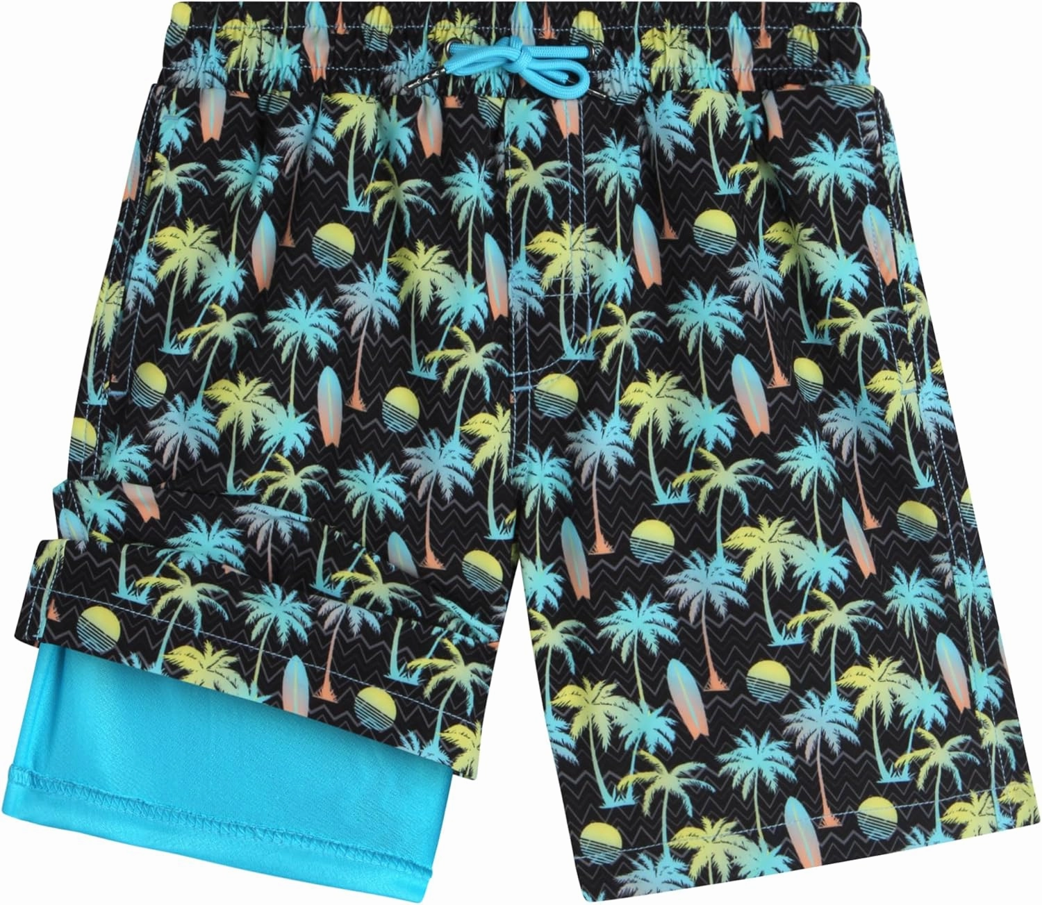 Boys Swim Trunks with Compression Liner Quick Dry 4-Way Stretch Bathing Suit (Sizes: 8-14)