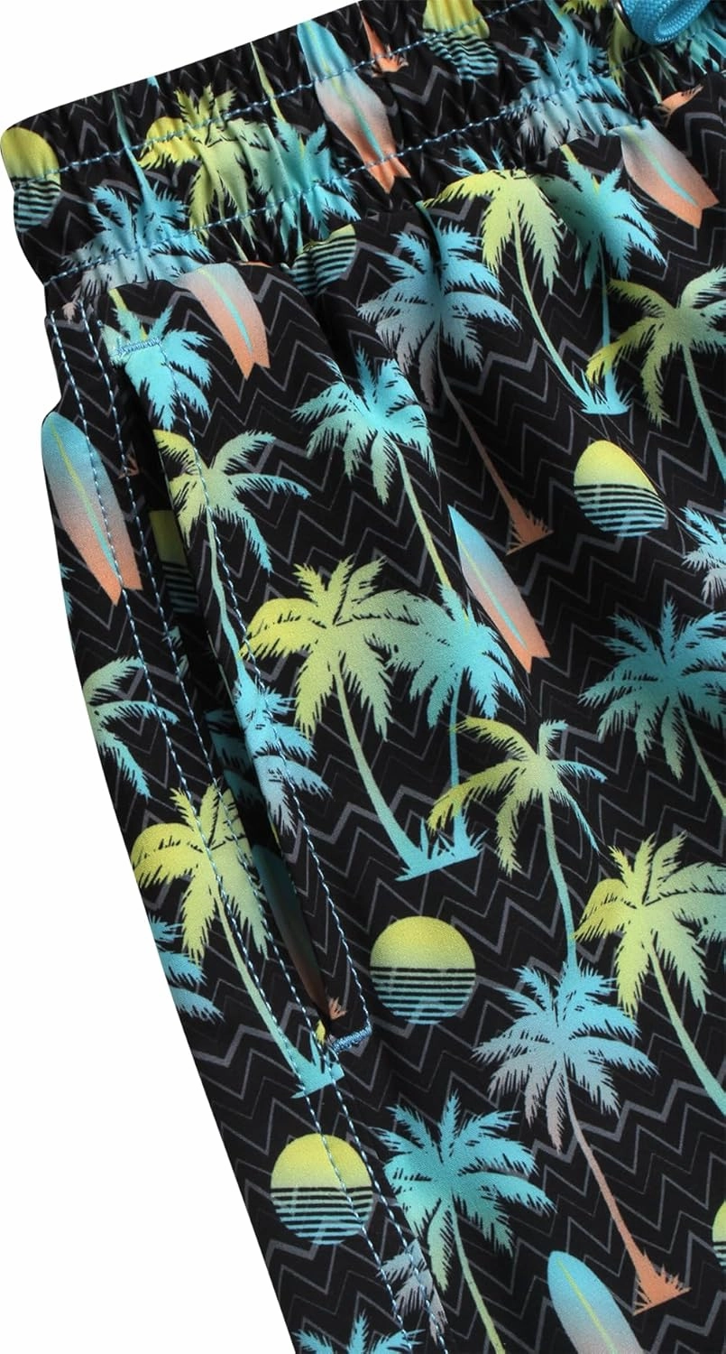 Boys Swim Trunks with Compression Liner Quick Dry 4-Way Stretch Bathing Suit (Sizes: 8-14)