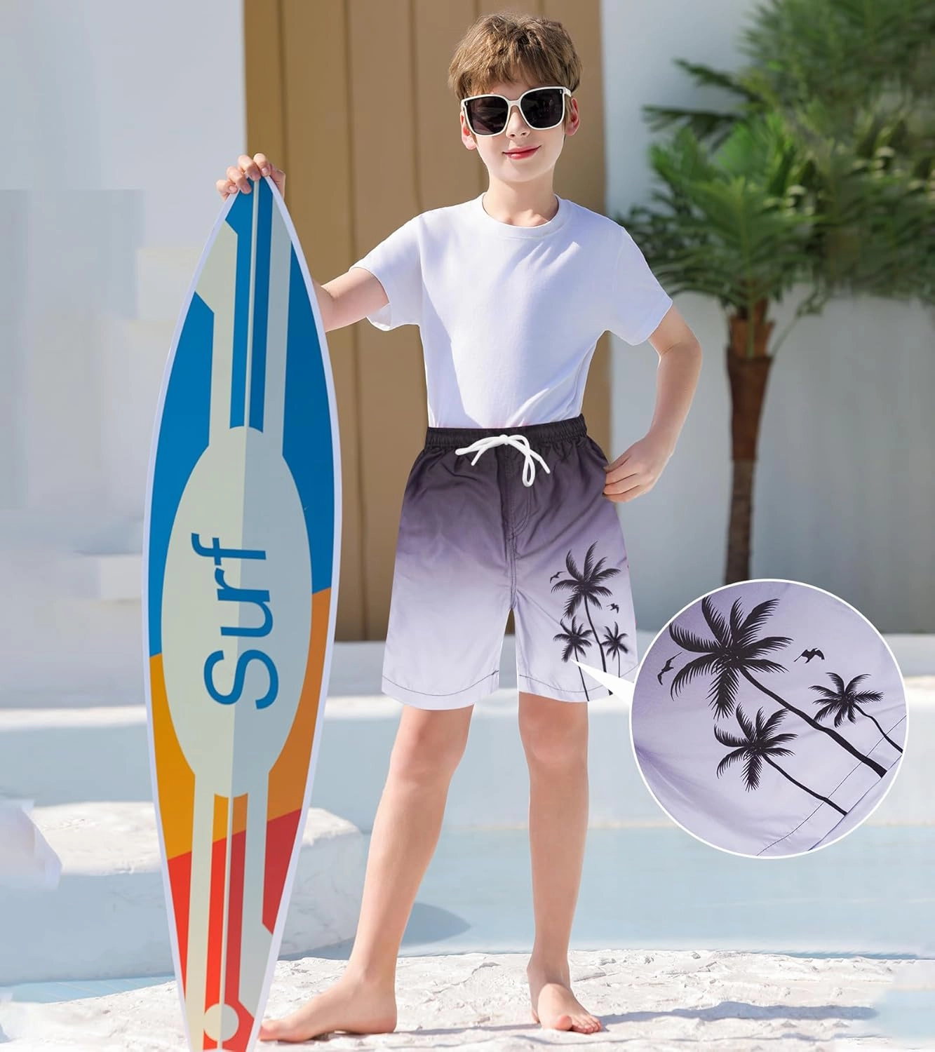 Boys Swim Trunks with Compression Liner Swim Shorts Quick Dry Swimming Trunks with Pockets 5-18 Years
