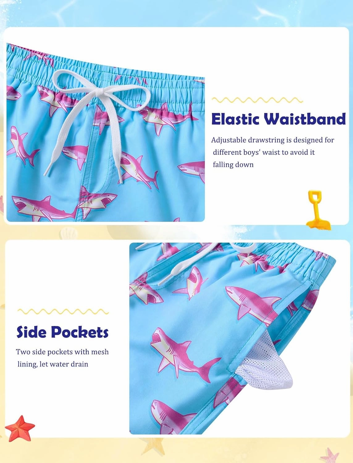 Boys Swim Trunks with Compression Liner Swimming Shorts Quick Dry Bathing Suit for 7-20 Years