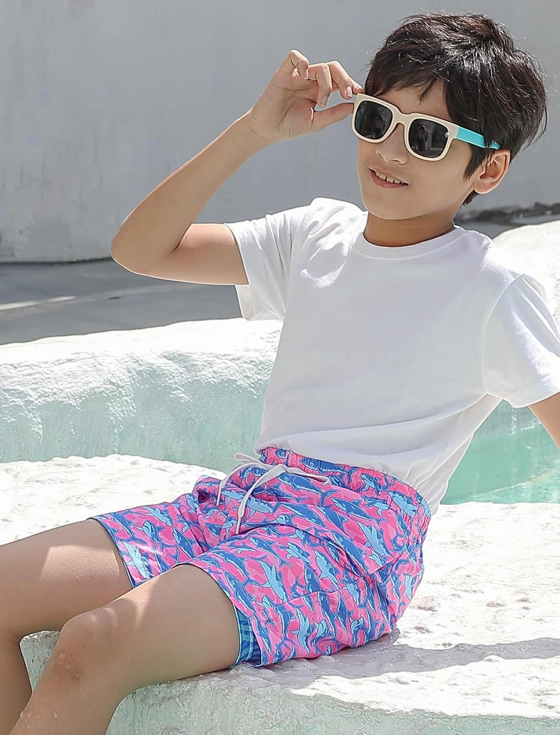 Boys Swim Trunks with Compression Liner Swimming Shorts Quick Dry Bathing Suit for 7-20 Years