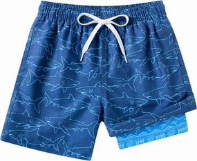 Boys Swim Trunks with Compression Liner Swimming Shorts Quick Dry Bathing Suit for 7-20 Years