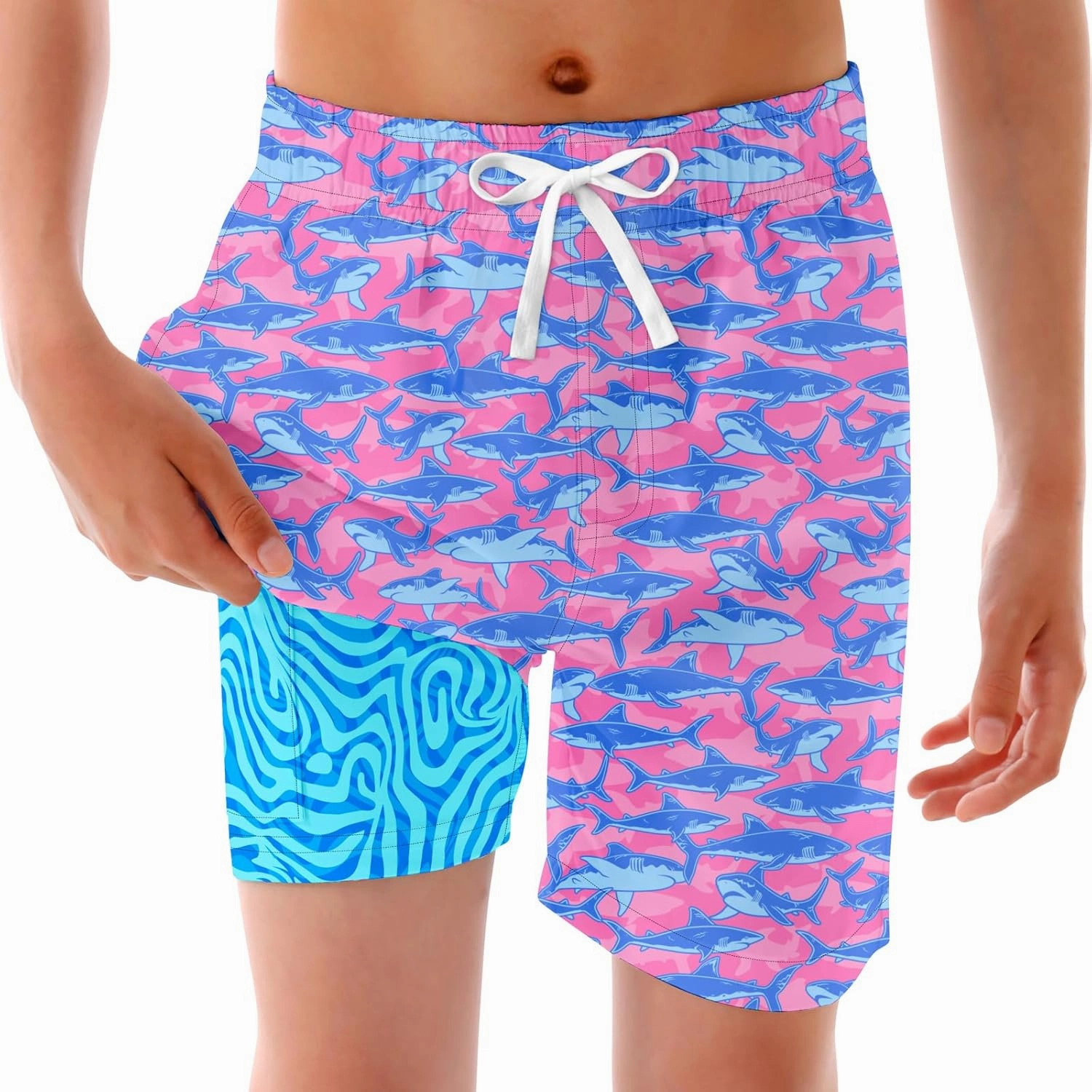 Boys Swim Trunks with Compression Liner Swimming Shorts Quick Dry Bathing Suit for 7-20 Years