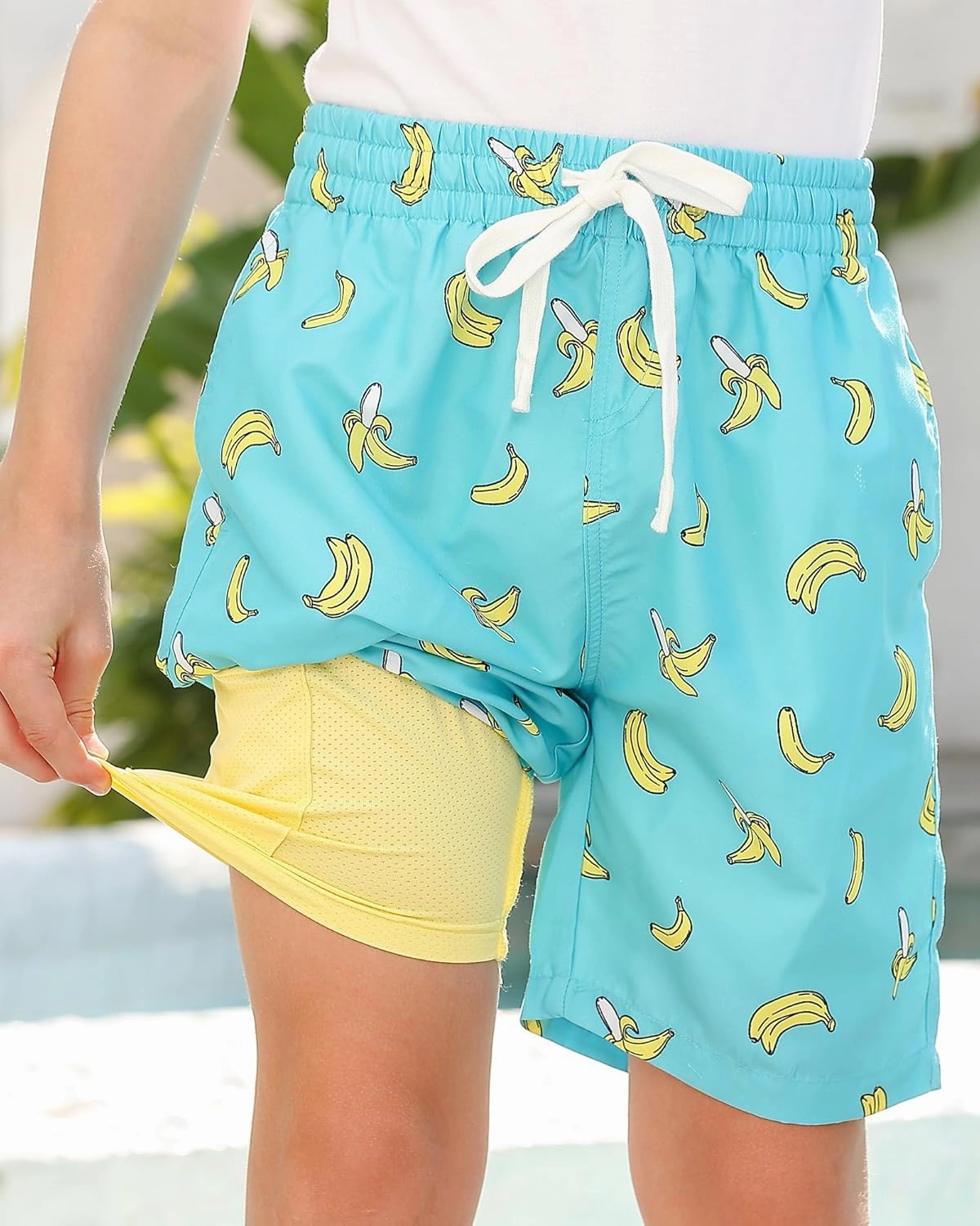 Boys Swim Trunks with Compression Liner Toddler Boys Swim Shorts Boxer Brief Board Shorts Swimming Set 5-18T