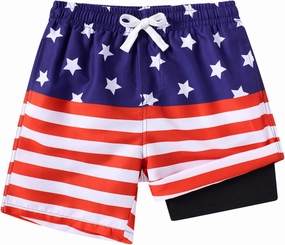 Boys Swim Trunks with Compression Liner Toddler Boys Swim Shorts Boxer Brief Board Shorts Swimming Set 5-18T