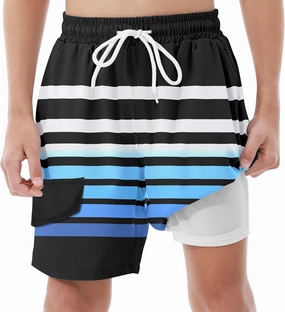 Boys Swim Trunks with Compression Liner UPF 50  Quick Dry Swim Shorts Beachwear Boys' Bathing Suits Swimsuit for Kid