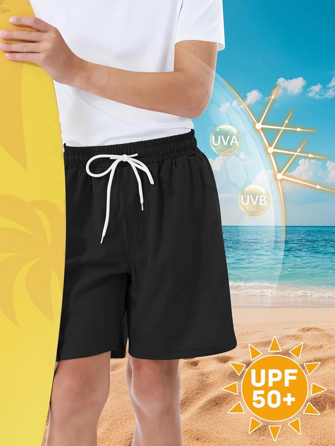 Boys Swim Trunks with Compression Liner UPF 50  Quick Dry Swim Shorts Beachwear Boys' Bathing Suits Swimsuit for Kid