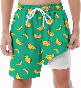 Boys Swim Trunks with Compression Liner UPF 50  Quick Dry Swim Shorts Beachwear Boys' Bathing Suits Swimsuit for Kid