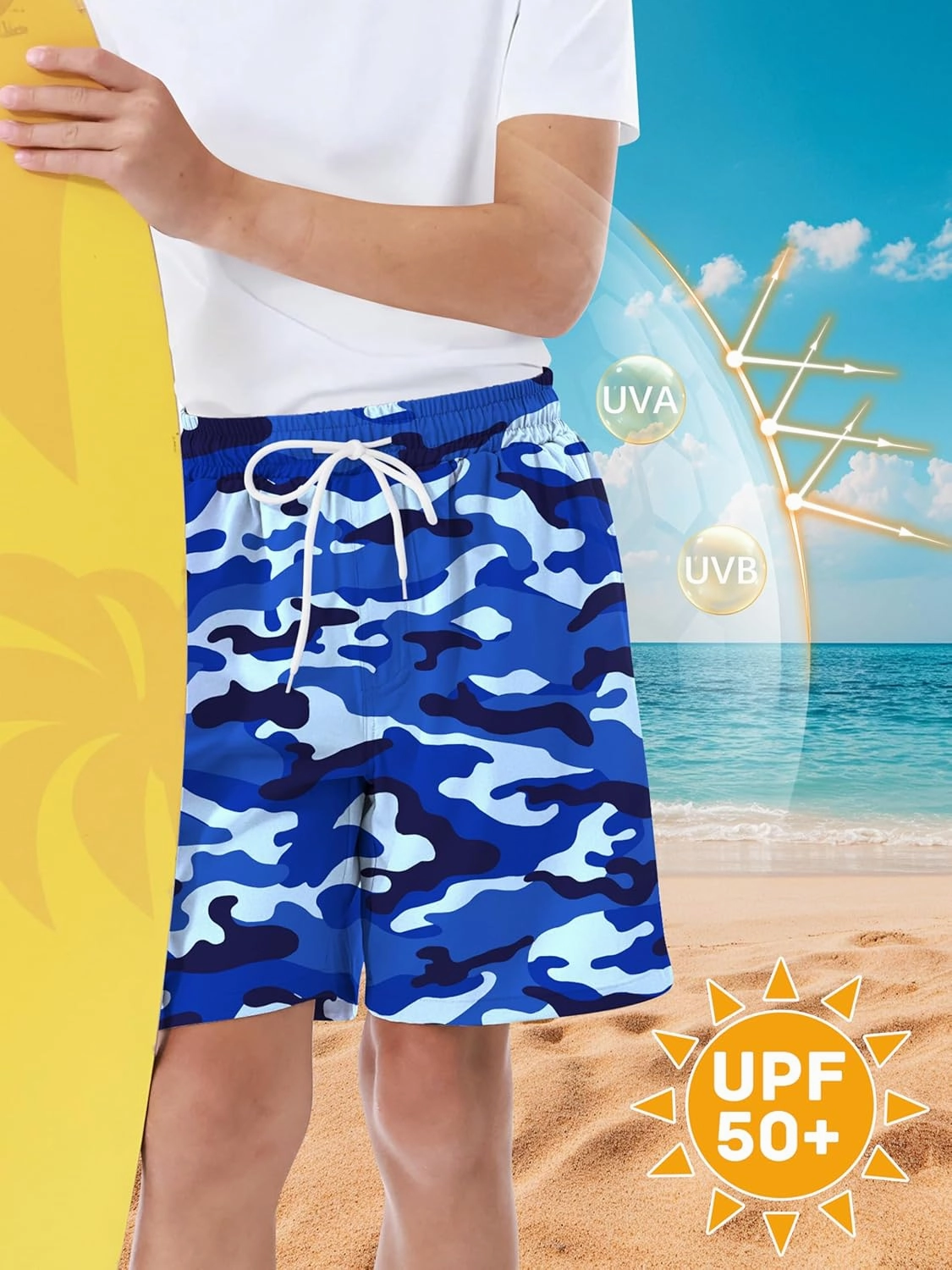 Boys Swim Trunks with Compression Liner UPF 50  Quick Dry Swim Shorts Beachwear Boys' Bathing Suits Swimsuit for Kid