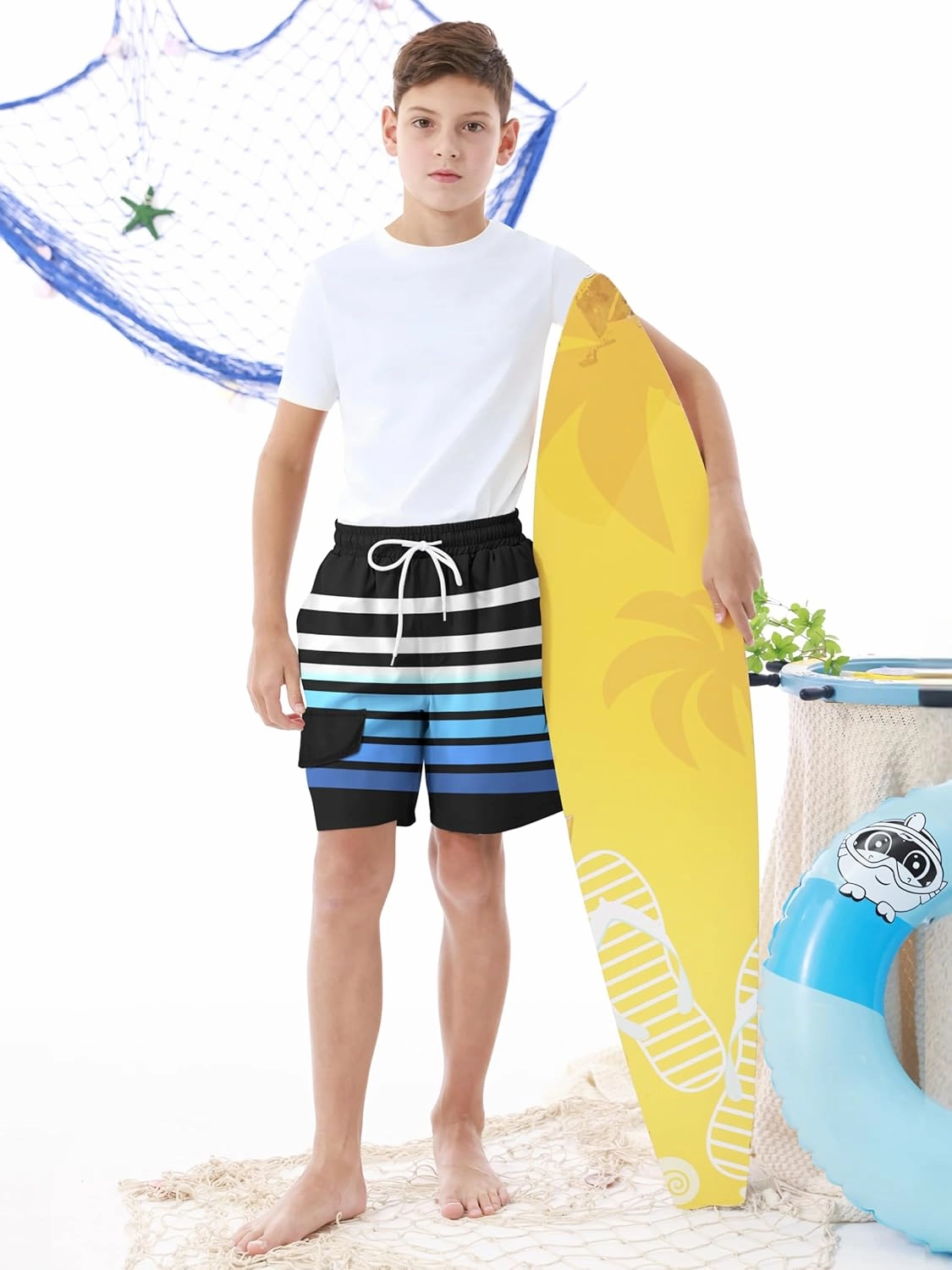 Boys Swim Trunks with Compression Liner UPF 50  Quick Dry Swim Shorts Beachwear Boys' Bathing Suits Swimsuit for Kid