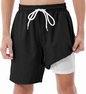 Boys Swim Trunks with Compression Liner UPF 50  Quick Dry Swim Shorts Beachwear Boys' Bathing Suits Swimsuit for Kid
