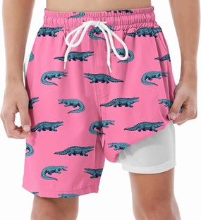 Boys Swim Trunks with Compression Liner UPF 50  Quick Dry Swim Shorts Beachwear Boys' Bathing Suits Swimsuit for Kid