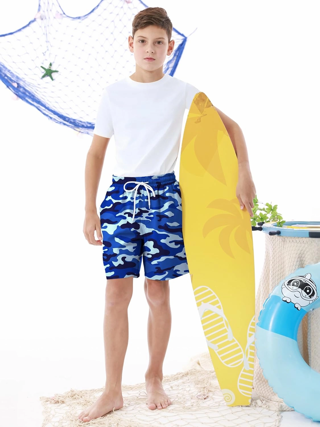 Boys Swim Trunks with Compression Liner UPF 50  Quick Dry Swim Shorts Beachwear Boys' Bathing Suits Swimsuit for Kid