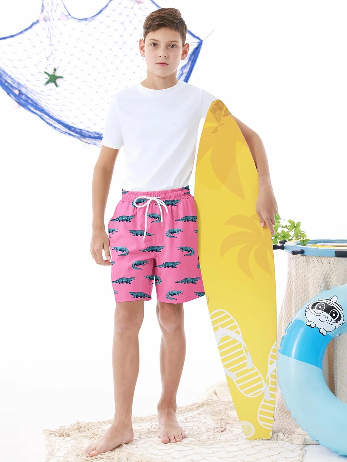 Boys Swim Trunks with Compression Liner UPF 50  Quick Dry Swim Shorts Beachwear Boys' Bathing Suits Swimsuit for Kid