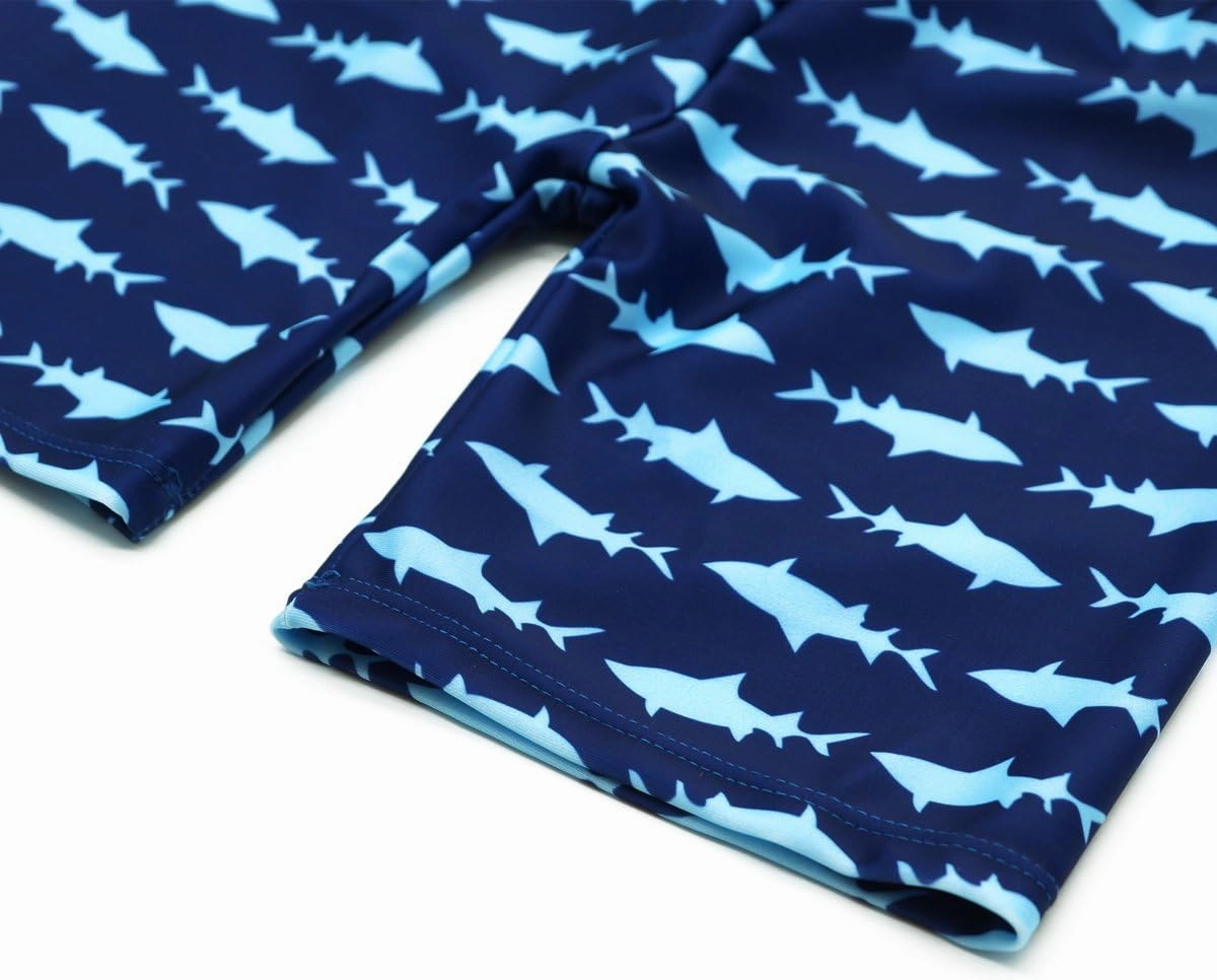 Boys Two Piece Rash Guard Swimsuits Kids Long Sleeve Sunsuit Swimwear Sets