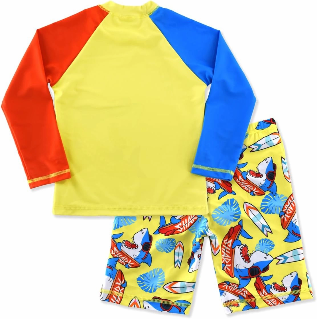 Boys Two Piece Rash Guard Swimsuits Kids Long Sleeve Sunsuit Swimwear Sets