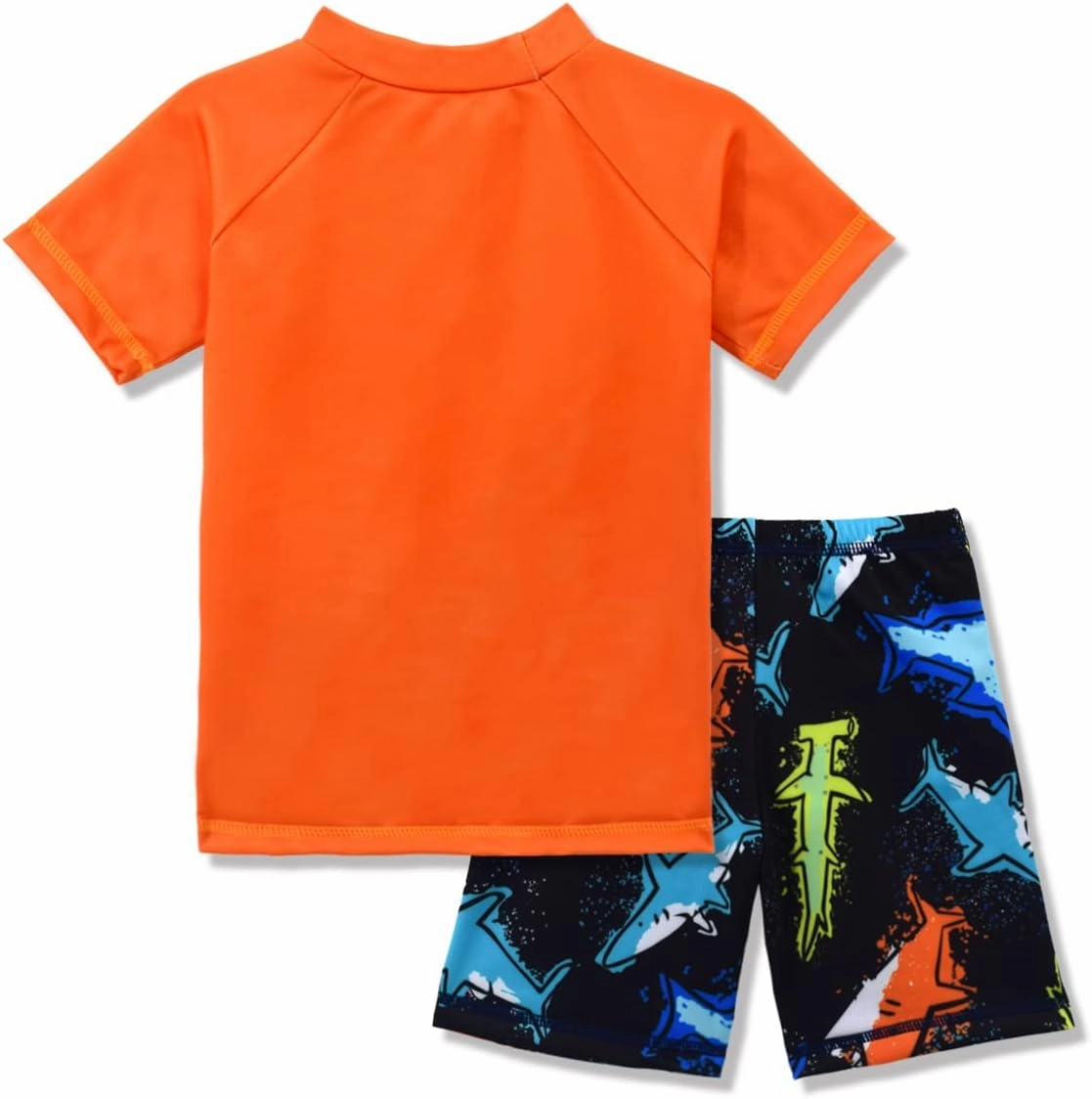 Boys Two Piece Rash Guard Swimsuits Kids Short Sleeve Sunsuit Swimwear Sets