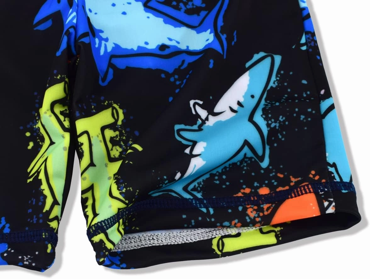 Boys Two Piece Rash Guard Swimsuits Kids Short Sleeve Sunsuit Swimwear Sets
