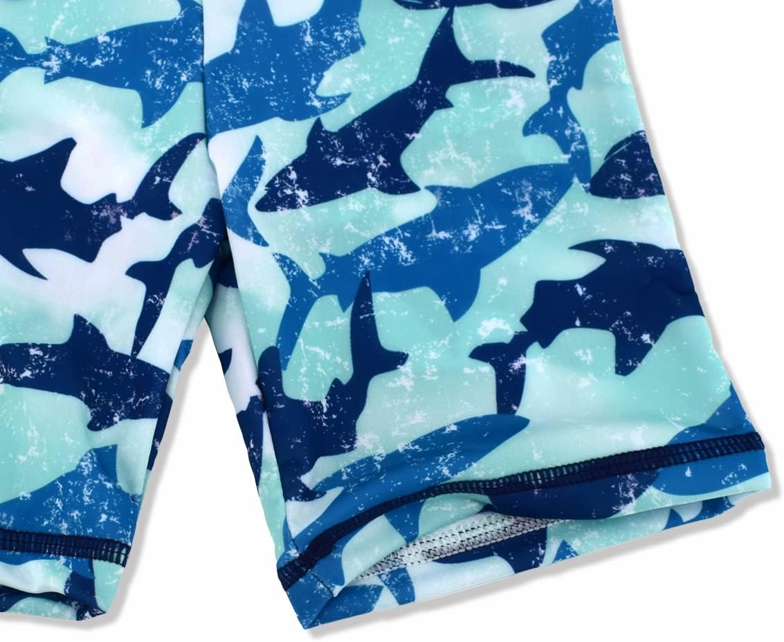 Boys Two Piece Rash Guard Swimsuits Kids Short Sleeve Sunsuit Swimwear Sets