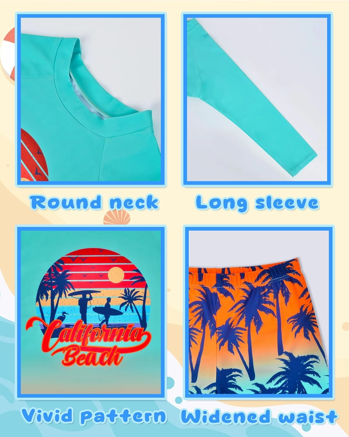 Boys Two Piece Rash Guard Swimsuits Kids Short Sleeve Swimwear Sets Quick Dry Bathing Suit 3-10 Years
