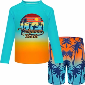 Boys Two Piece Rash Guard Swimsuits Kids Short Sleeve Swimwear Sets Quick Dry Bathing Suit 3-10 Years