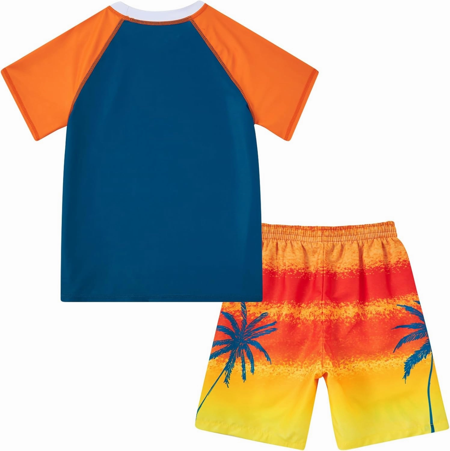 Boys Two Piece Rash Guard Swimsuits Sets Bathing Suits with Trunks 4-12 Years
