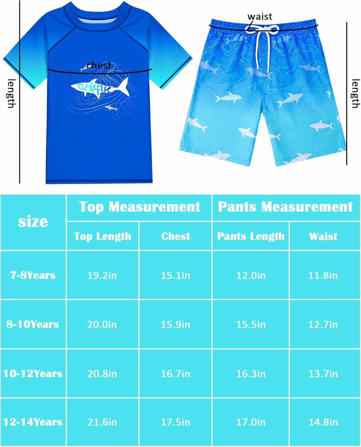 Boys Two Piece Rash Guard Swimsuits Sets Kids Short Sleeve Swim Shirts Bathing Suit with Swim Trunks Swimwear Set