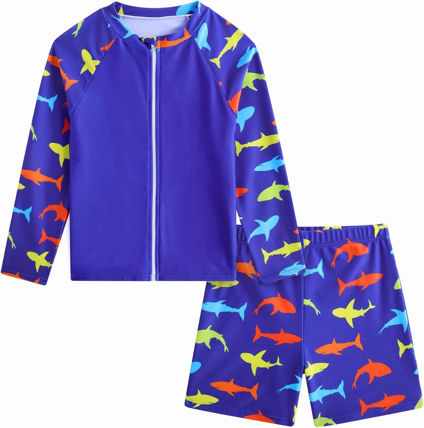Boys Zipper Rash Guard Sets UPF 50  with Short 3-9 Years