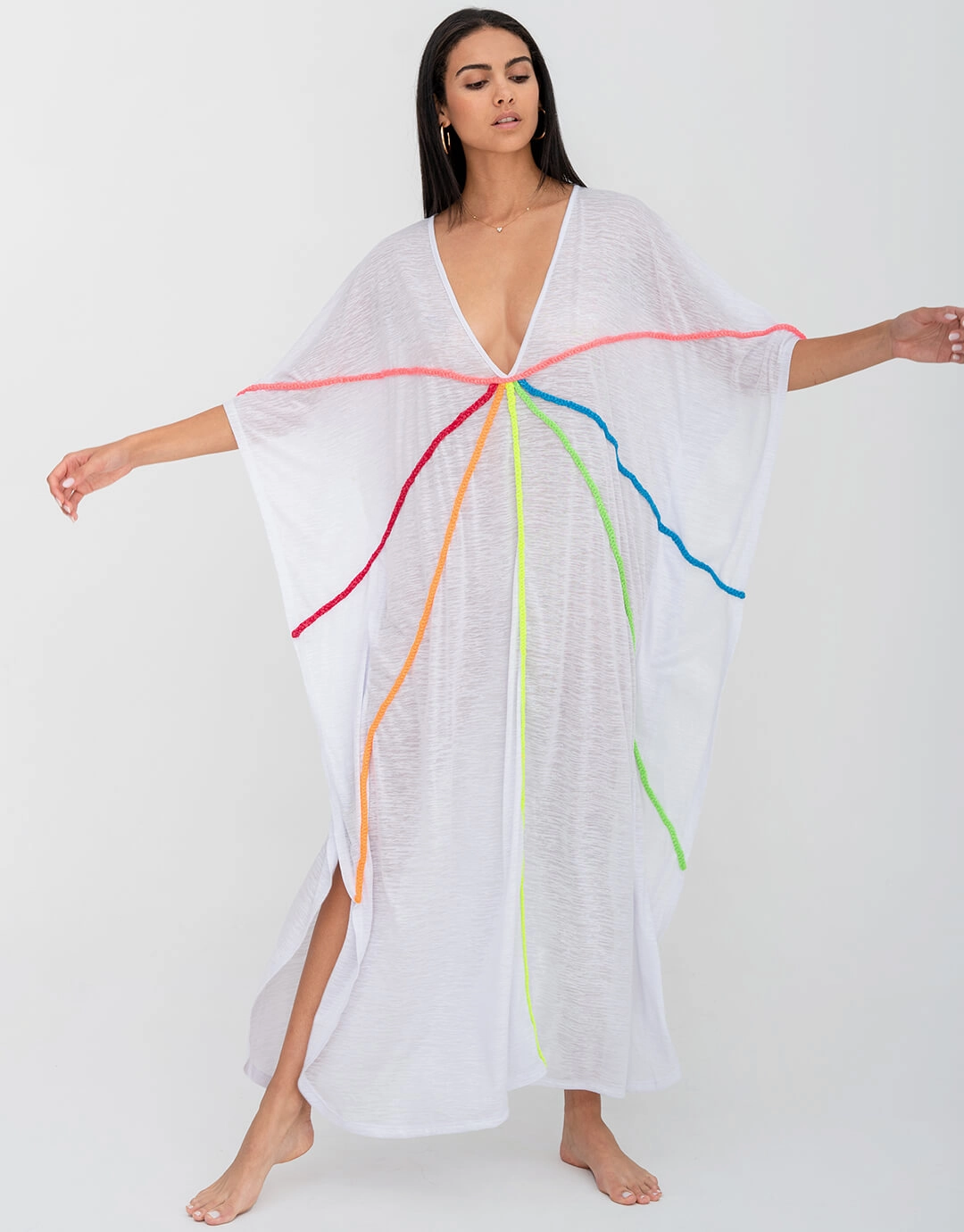 Braided Front Kaftan  - White