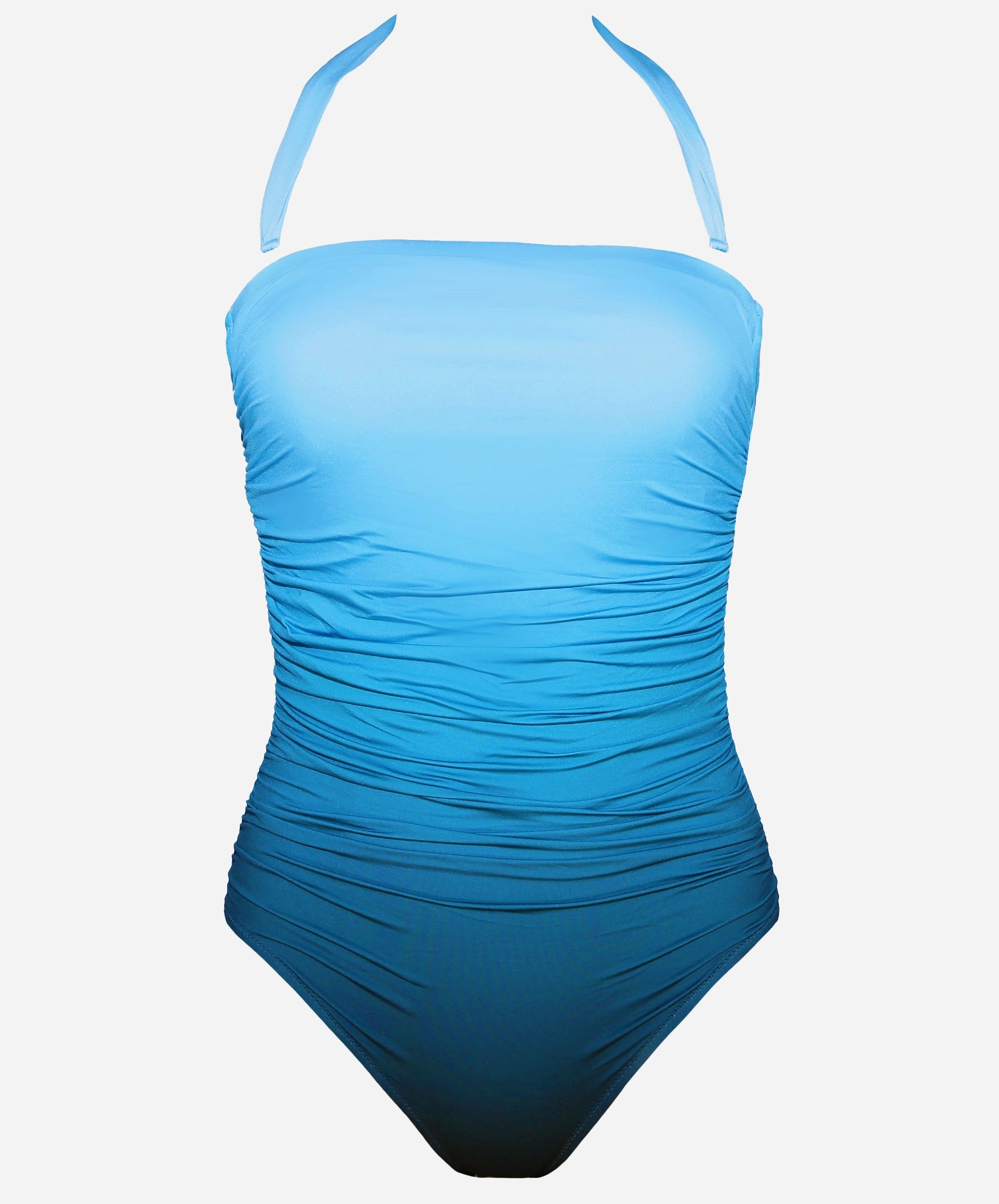 Brasil Ruched Bandeau Swimsuit - Blue Ombre