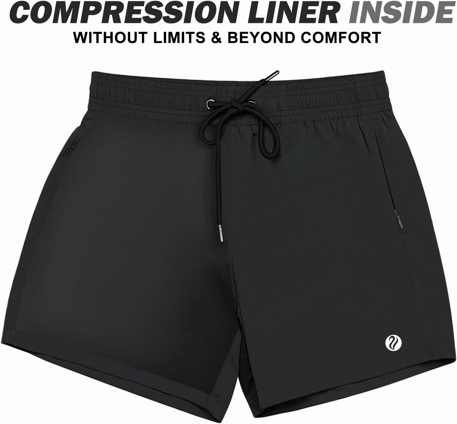 BRISIRA Mens Swim Trunks Swim Shorts Quick Dry 5 inch Inseam Beach Shorts with Compression Liner and Zipper Pocket