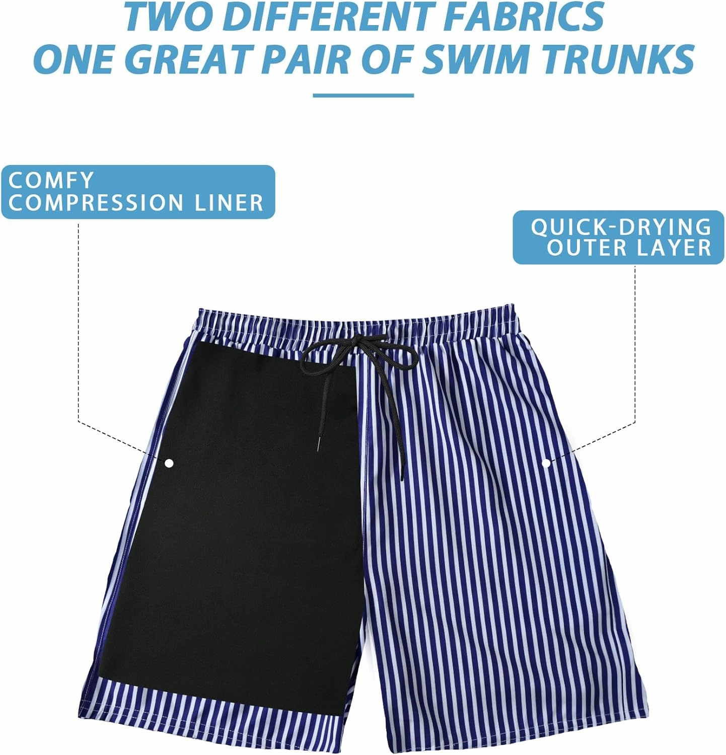 Buauty Mens Swim Trunks with Compression Liner 5 Inch Inseam Quick Dry Swim Shorts Mens Swimsuit Board Shorts with Pockets