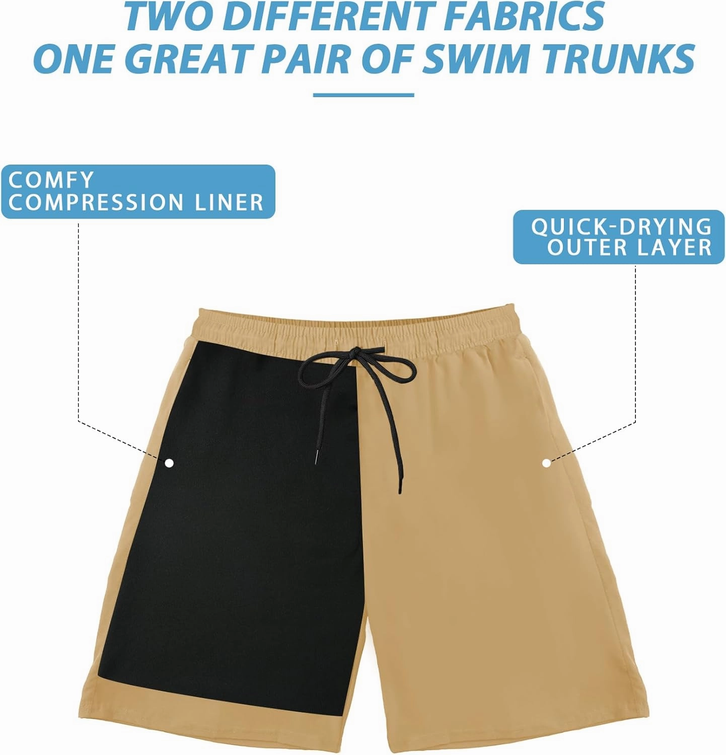 Buauty Mens Swim Trunks with Compression Liner 5 Inch Inseam Quick Dry Swim Shorts Mens Swimsuit Board Shorts with Pockets